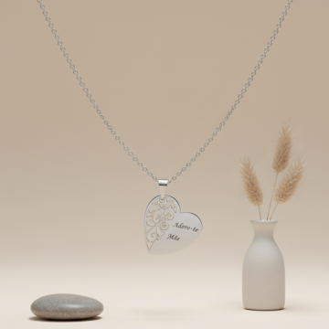 Colar Coração "Adoro-te Mãe"